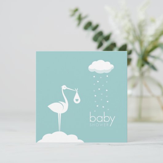 Uitnodiging voor Baby shower van Stork Delivery Bo (Staand voorkant)