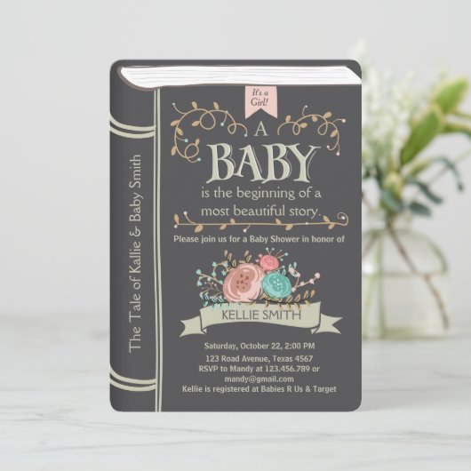  uitnodiging voor Baby shower van Storybook Unisex (Staand voorkant)