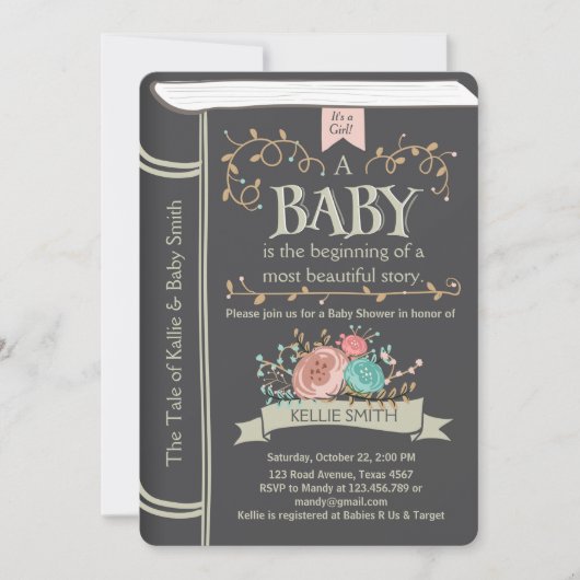  uitnodiging voor Baby shower van Storybook Unisex (Voorkant)