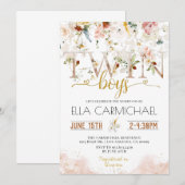 Uitnodiging voor Baby shower van Tuin Twins Boys (Voorkant / Achterkant)