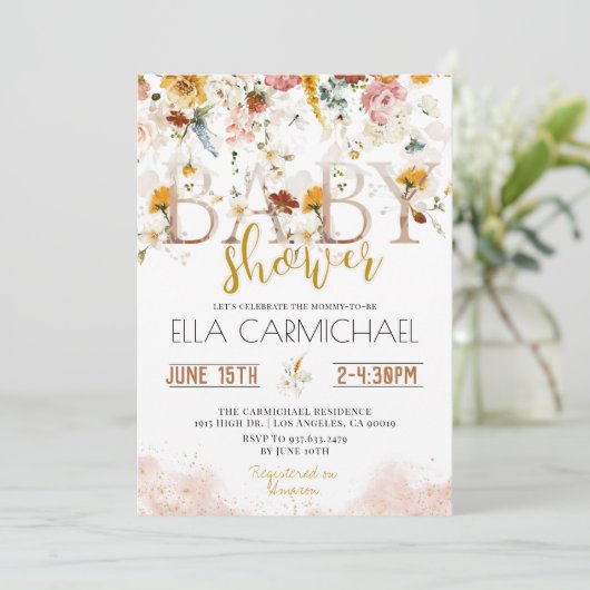 Uitnodiging voor Baby shower van tuinen (Staand voorkant)