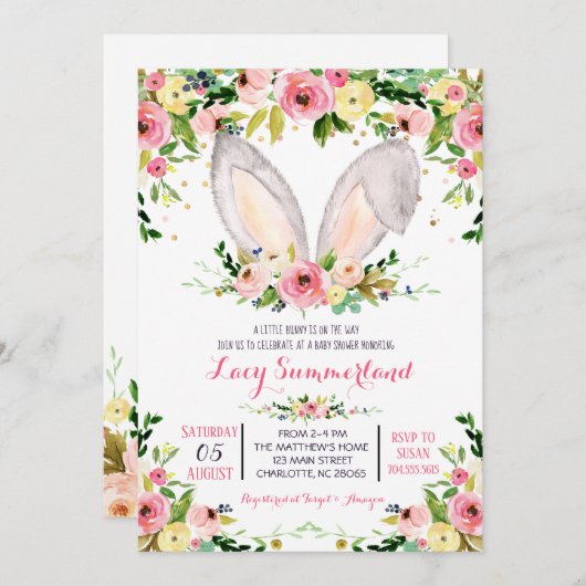 Uitnodiging voor baby shower van varkens, uitnodig (Voorkant / Achterkant)