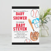 Uitnodiging voor baby shower van wedstrijdhonkbal (Staand voorkant)