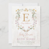  uitnodiging voor Baby shower van wilde bloemen (Voorkant)