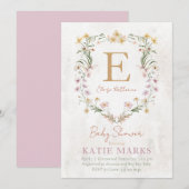  uitnodiging voor Baby shower van wilde bloemen (Voorkant / Achterkant)