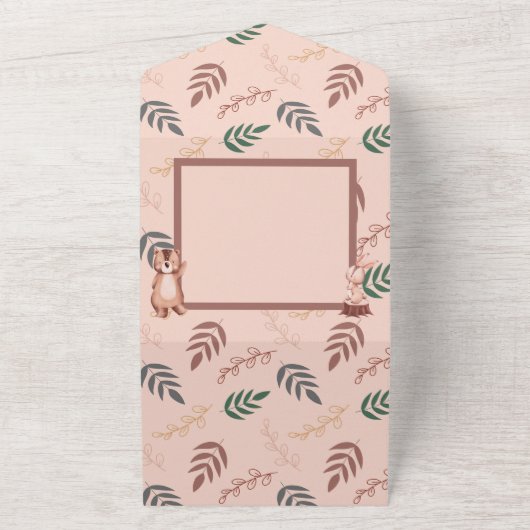 Uitnodiging voor baby shower van Woodland, Boho (Buitenkant)