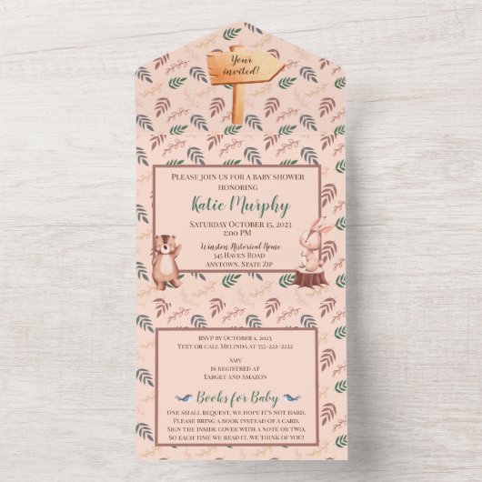 Uitnodiging voor baby shower van Woodland, Boho (Binnen)