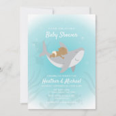 Uitnodiging voor Baby shower van zoete haaien (Voorkant)