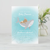 Uitnodiging voor Baby shower van zoete haaien (Staand voorkant)