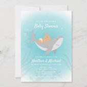 Uitnodiging voor Baby shower van zoete haaien (Voorkant)