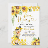 Uitnodiging voor Baby shower van zonnebloemen Blon (Voorkant)