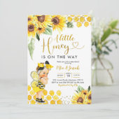 Uitnodiging voor Baby shower van zonnebloemen Blon (Staand voorkant)