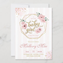 Uitnodiging voor baby shower voor babymeisje