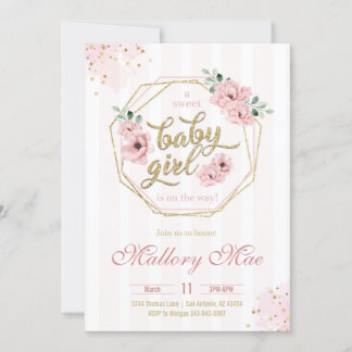 Uitnodiging voor baby shower voor babymeisje