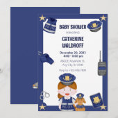 Uitnodiging voor baby shower voor politie meisje (Voorkant / Achterkant)
