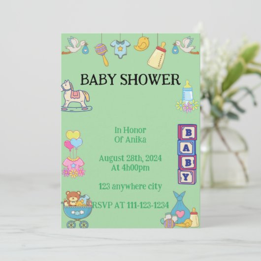 UITNODIGING VOOR baby showers, UITNODIGINGEN (Staand voorkant)