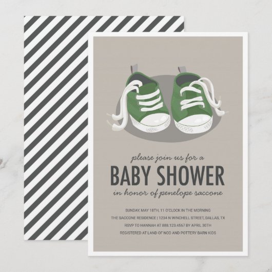 Uitnodiging voor baby Sneakers schoenen (Voorkant / Achterkant)