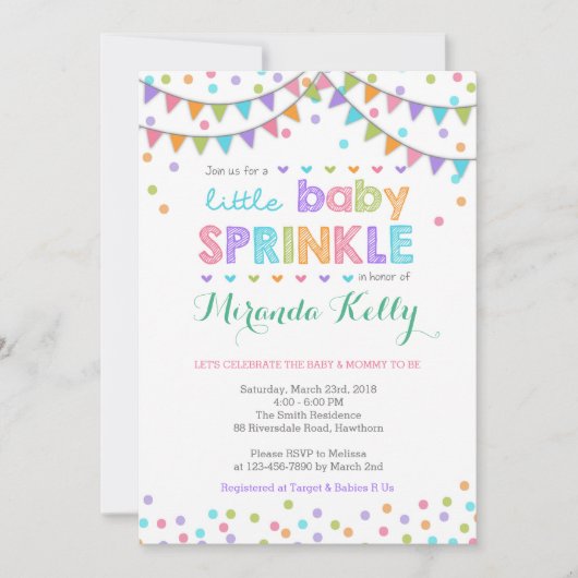 Uitnodiging voor baby springen/Baby Sprinkle uitno (Voorkant)