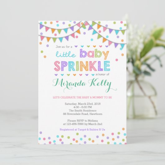 Uitnodiging voor baby springen/Baby Sprinkle uitno (Staand voorkant)