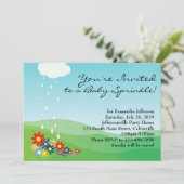 Uitnodiging voor baby-sprinkeling, primaire bloeme (Staand voorkant)