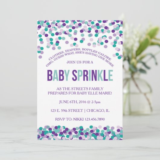 Uitnodiging voor baby sprinkle (Staand voorkant)