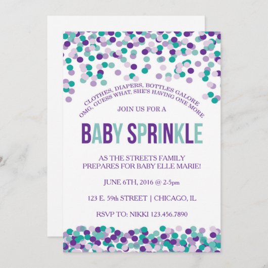 Uitnodiging voor baby sprinkle (Voorkant / Achterkant)