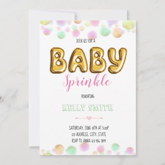 Uitnodiging voor baby sprinkle feestje (Voorkant)