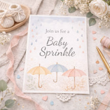 Uitnodiging voor baby sprinkle met paraplu