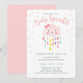 Uitnodiging voor baby sprinkle met roze wolk en re