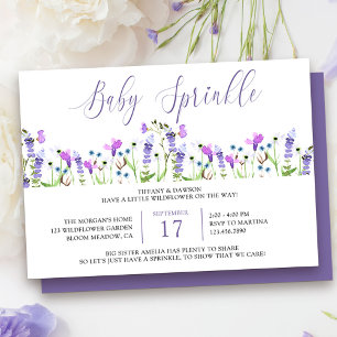 Uitnodiging voor Baby Sprinkle Pretty Purple Wildf