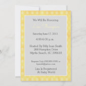 Uitnodiging voor baby-tekstoptoner (geel) (Achterkant)