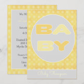 Uitnodiging voor baby-tekstoptoner (geel) (Voorkant / Achterkant)