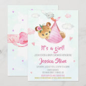 Uitnodiging voor Baby voor baby shower in winkel (Voorkant / Achterkant)