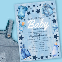 Uitnodiging voor babyborrel Blue Jean Baby Jongen