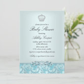 Uitnodiging voor babyborrel Blue Prince (Staand voorkant)