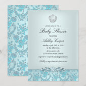 Uitnodiging voor babyborrel Blue Prince (Voorkant / Achterkant)