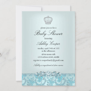 Uitnodiging voor babyborrel Blue Prince