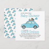 Uitnodiging voor babyborrel Fiat 500 voor jongen (Voorkant / Achterkant)