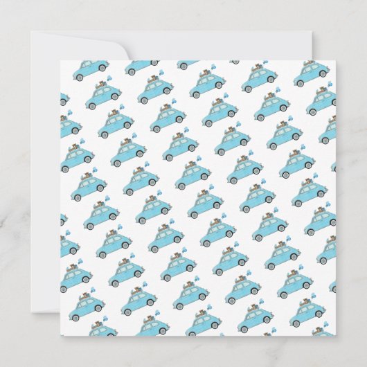 Uitnodiging voor babyborrel Fiat 500 voor jongen (Achterkant)