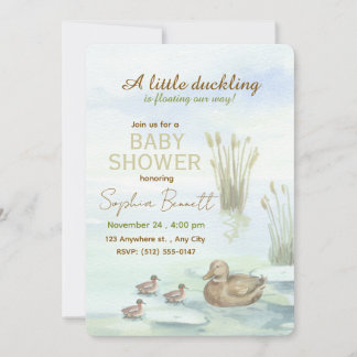 Uitnodiging voor babyborrel met eend & eendjes