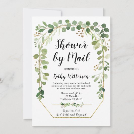 Uitnodiging voor babyborrel met groene decoratie p (Voorkant)