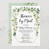 Uitnodiging voor babyborrel met groene decoratie S (Voorkant / Achterkant)