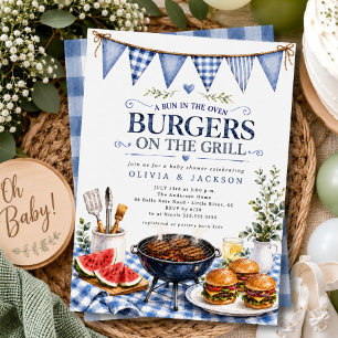 Uitnodiging voor babyborrel met hamburgers op de g