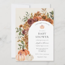 Uitnodiging voor babyborrel met herfstpompoen in b