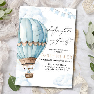 Uitnodiging voor babyborrel met hete luchtballon, 