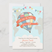 Uitnodiging voor babyborrel met hete luchtballon B (Voorkant)