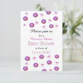 Uitnodiging voor babyborrel 'Schattig als een knoo (Staand voorkant)