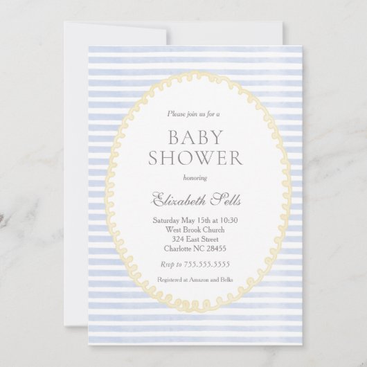 Uitnodiging voor babyborrel voor jongen (Voorkant)