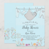 Uitnodiging voor babyborrel voor jongen | Baby bun (Voorkant / Achterkant)