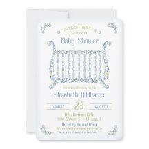 Uitnodiging voor babyborrel voor jongen - Kanten w